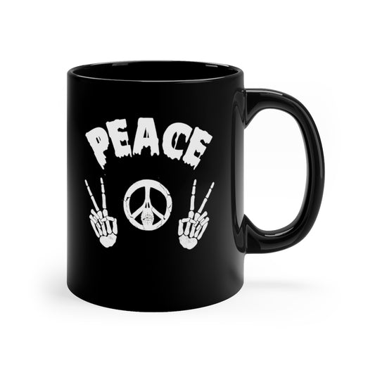 Peace Skeleton- 11oz Black Mug