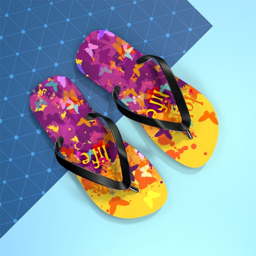 Love Life Unisex Flip-Flops Shoes Printify