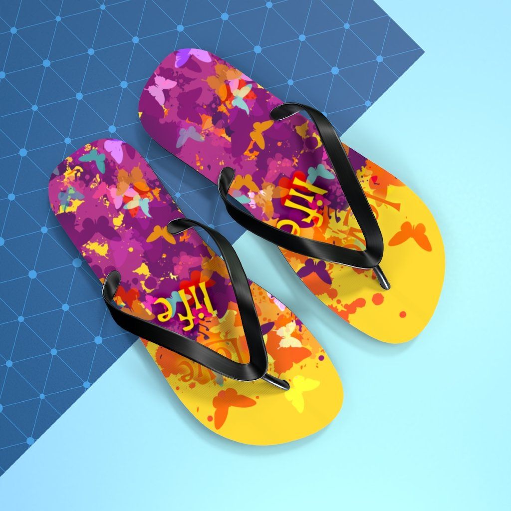 Love Life Unisex Flip-Flops Shoes Printify
