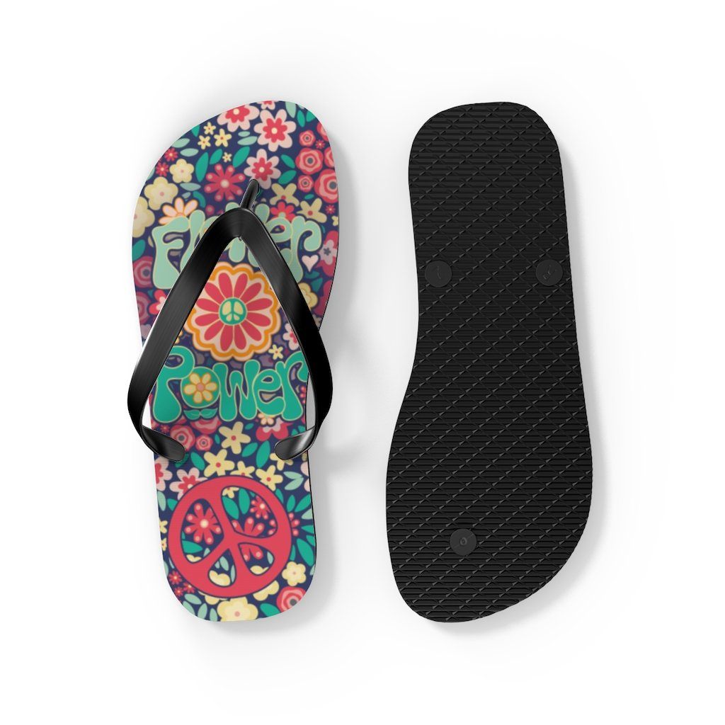 Flower Powers Unisex Flip Flops Shoes Printify