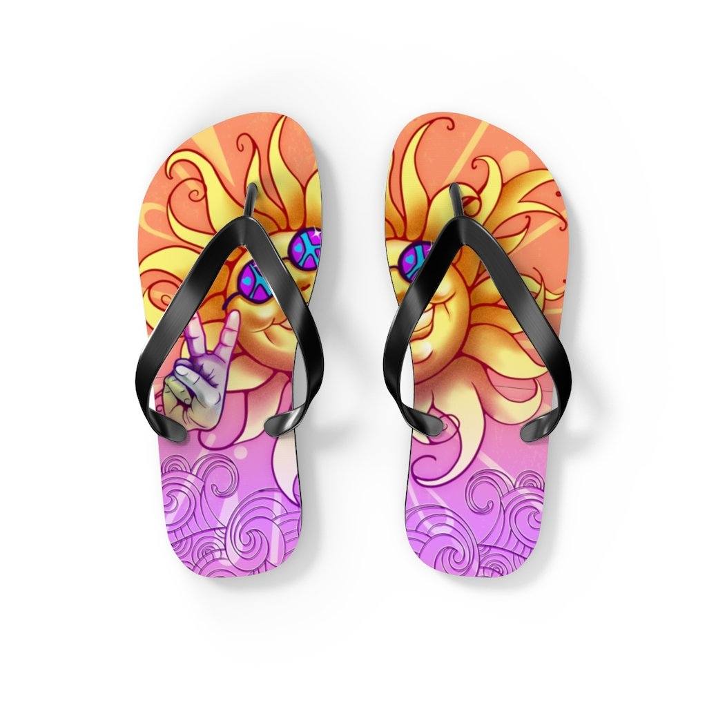 Sun - Peace Out - Unisex Flip Flops Shoes Printify S Black