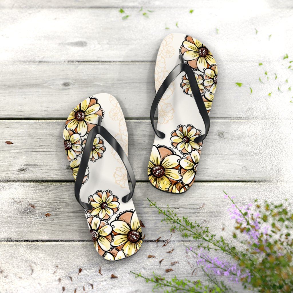 Boho Flowers Unisex Flip-Flops Shoes Printify