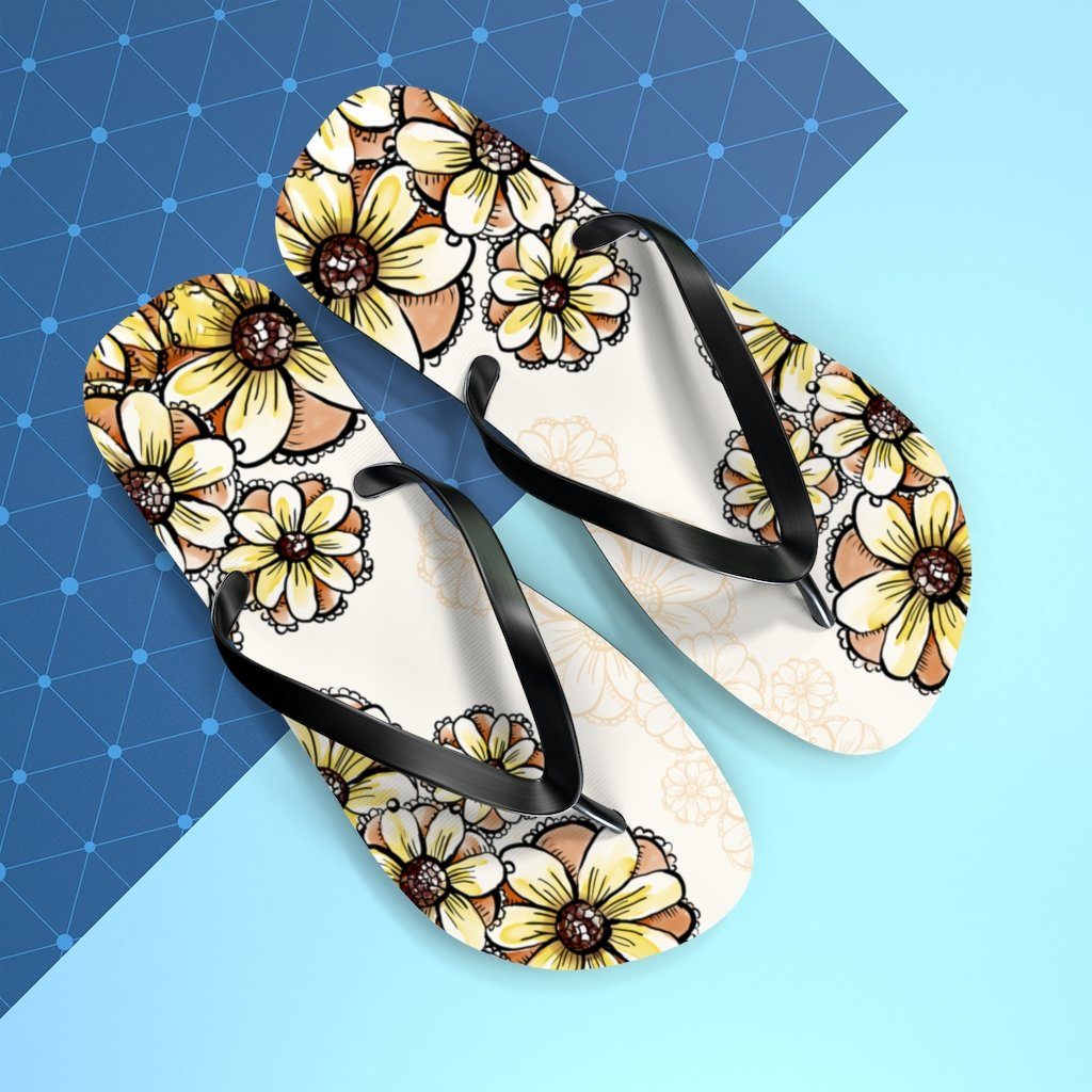 Boho Flowers Unisex Flip-Flops Shoes Printify