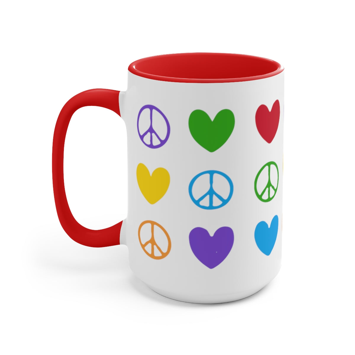 Peace And Love Two-Tone Coffee Mugs, 15oz