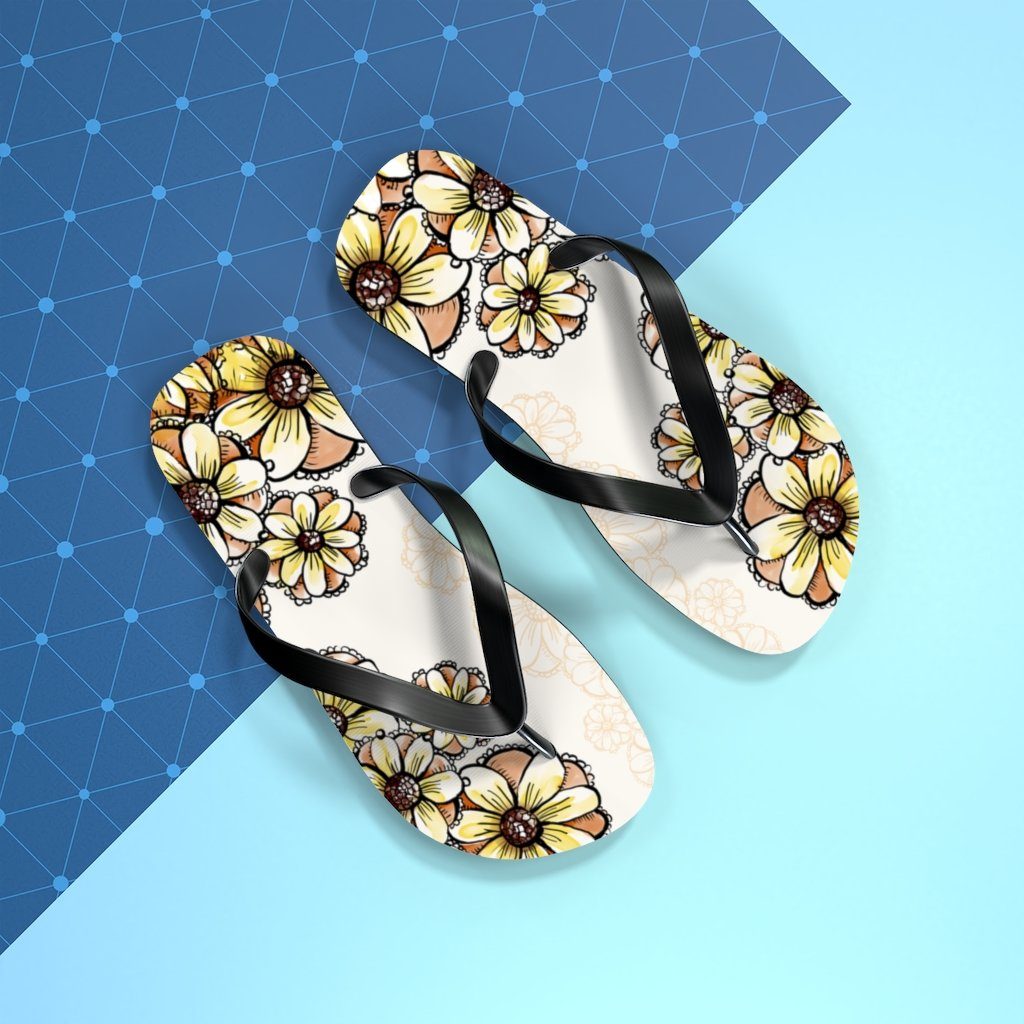 Boho Flowers Unisex Flip-Flops Shoes Printify