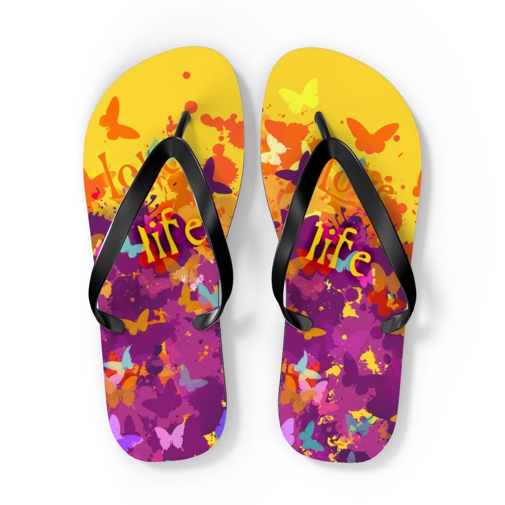 Love Life Unisex Flip-Flops Shoes Printify XL Black