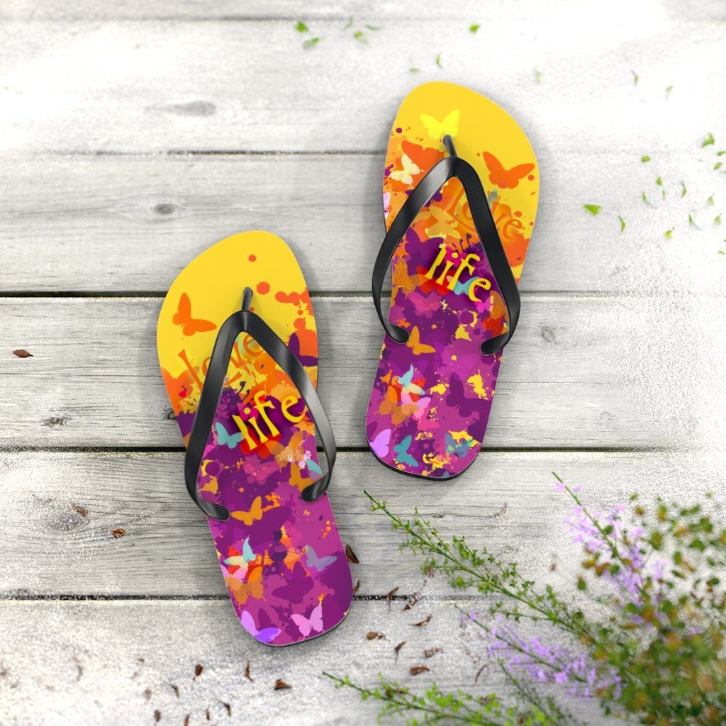 Love Life Unisex Flip-Flops Shoes Printify