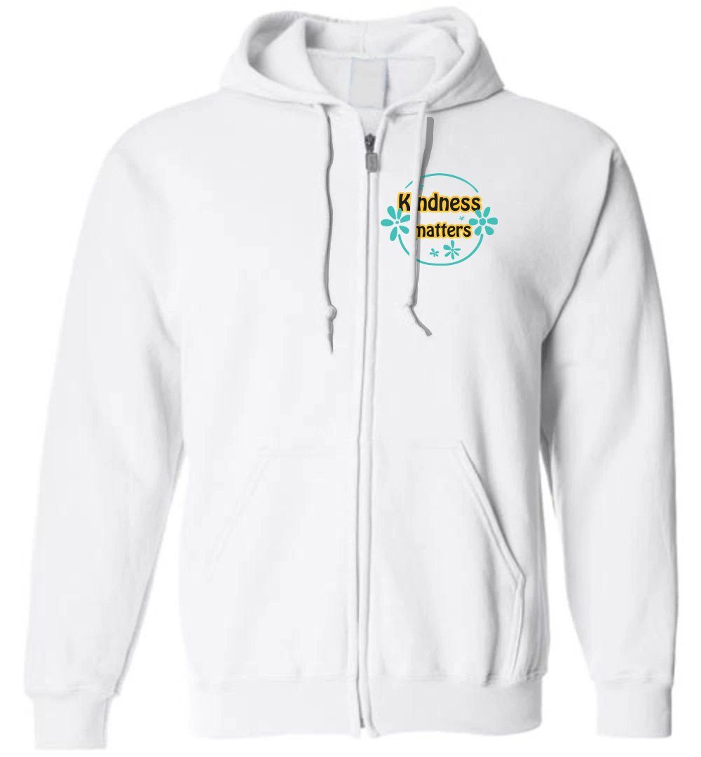 KINDNESS MATTERS ZIP HOODIE Heyjude Shoppe White S