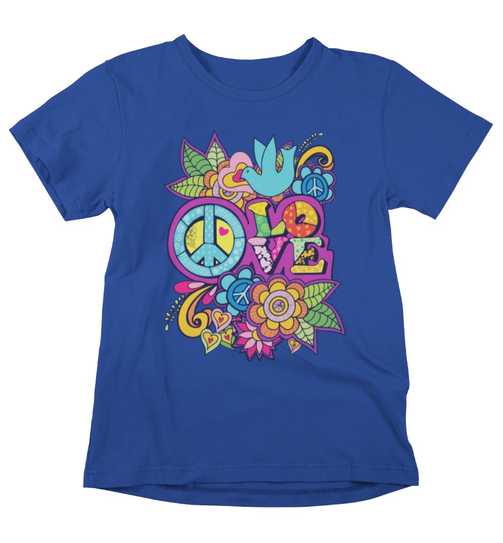 Peace Love Unisex T-Shirts Heyjude Shoppe True Royal XS