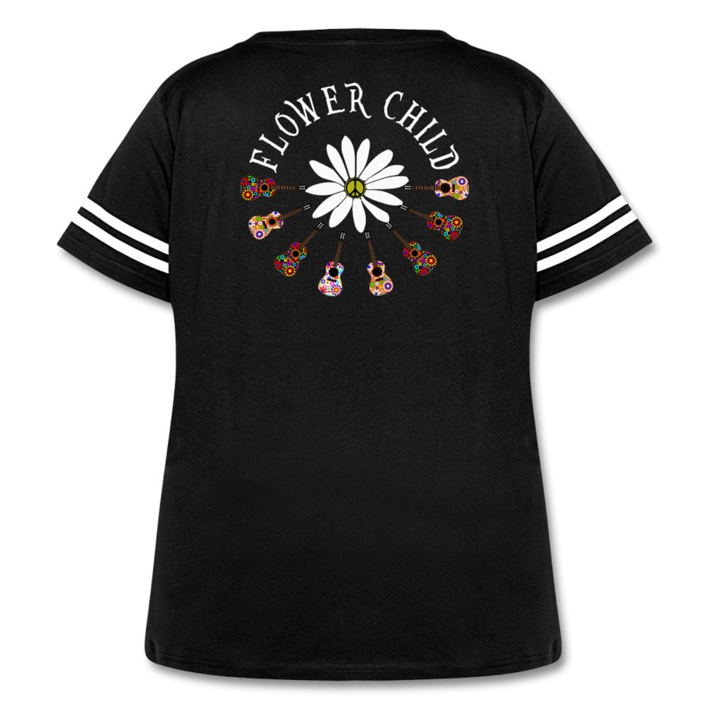 FLOWER CHILD - WOMEN'S CURVY VINTAGE SPORT T-SHIRT Women's Curvy Vintage Sport T-Shirt | LAT Apparel 3837 SPOD black 1 (14-16)