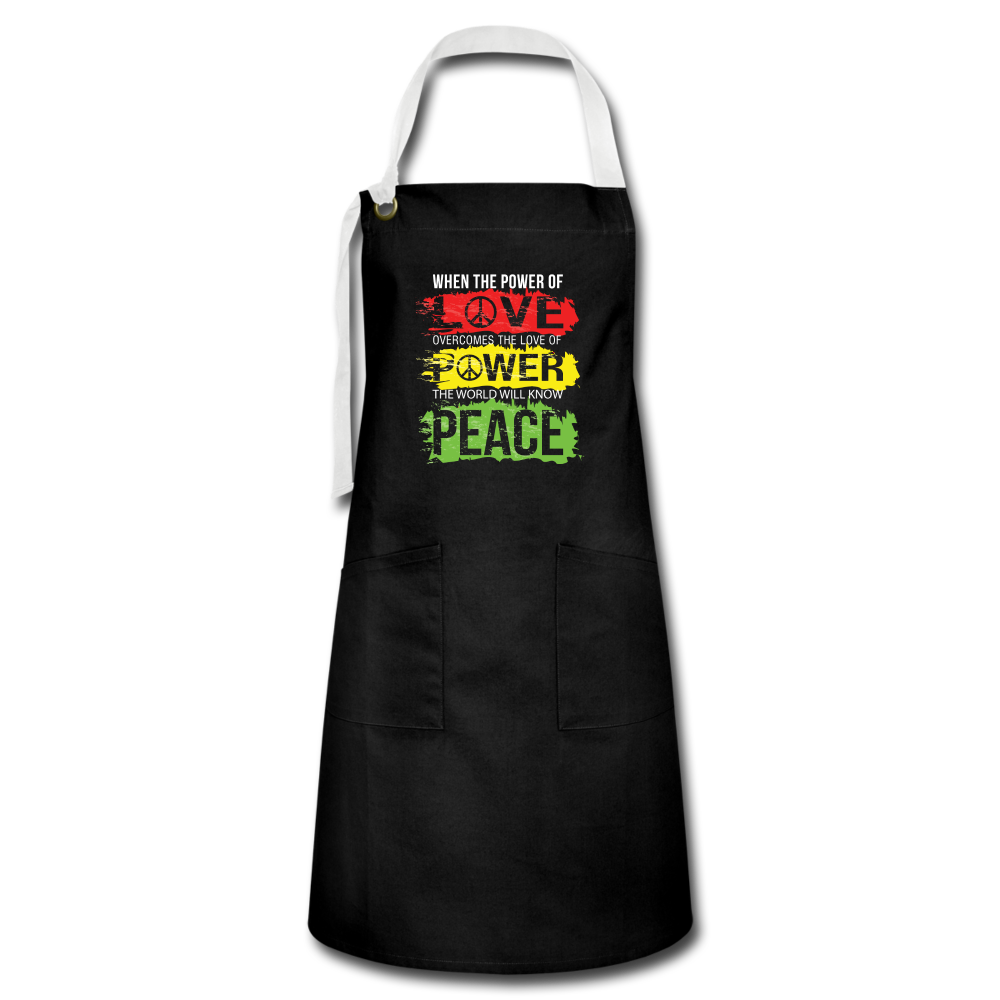 The World will know peace- Artisan Apron - black/white