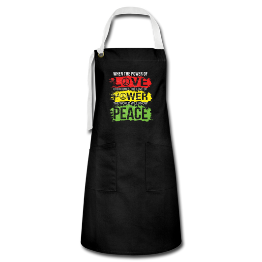 The World will know peace- Artisan Apron - black/white
