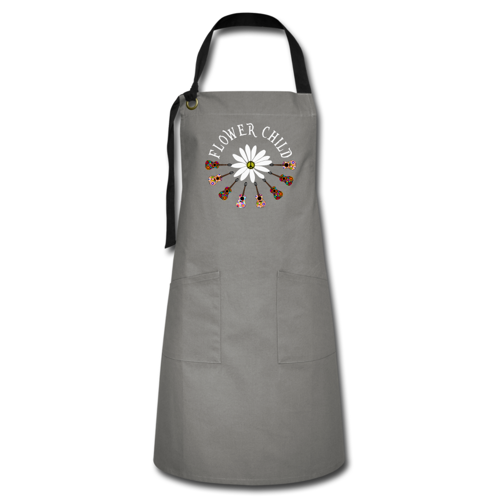 Flower Child - Artisan Apron - gray/black