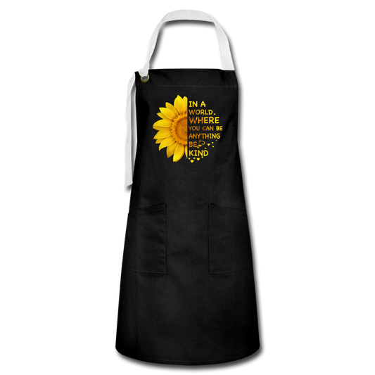 Be Kind- Sunflower- Artisan Apron - black/white