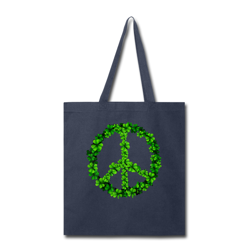 Shamrock Peace Sign- Tote Bag - navy