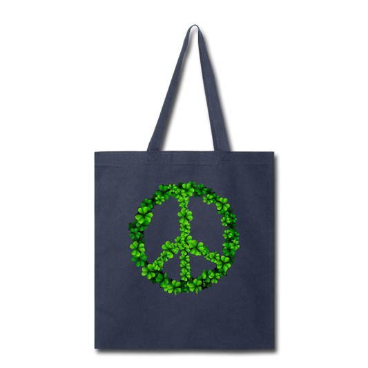 Shamrock Peace Sign- Tote Bag - navy