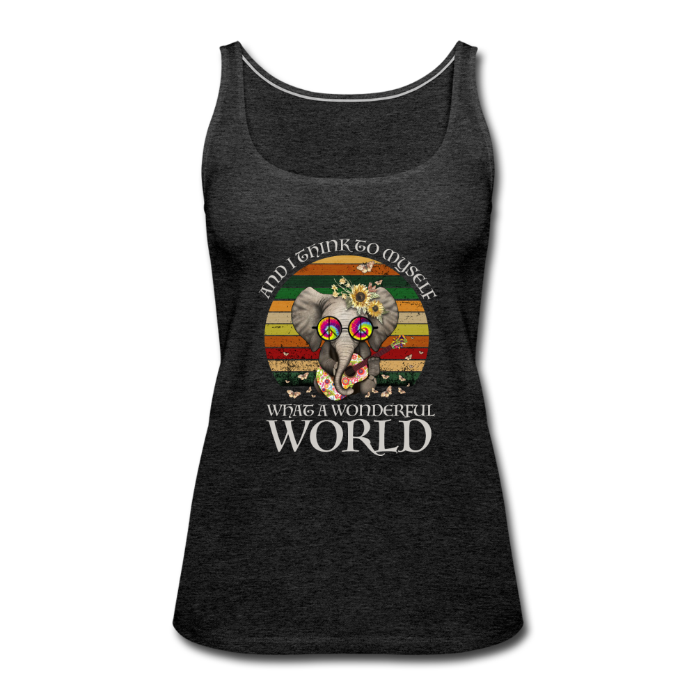 What A Wonderful World- Women’s Premium Tank Top - charcoal gray