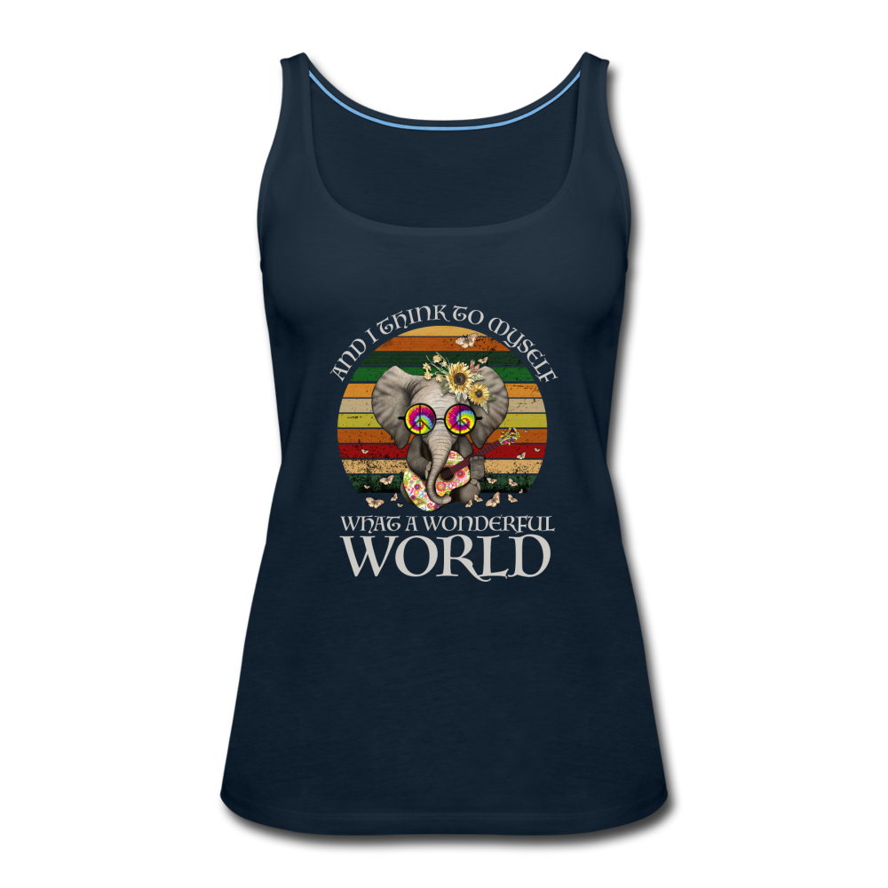What A Wonderful World- Women’s Premium Tank Top - deep navy
