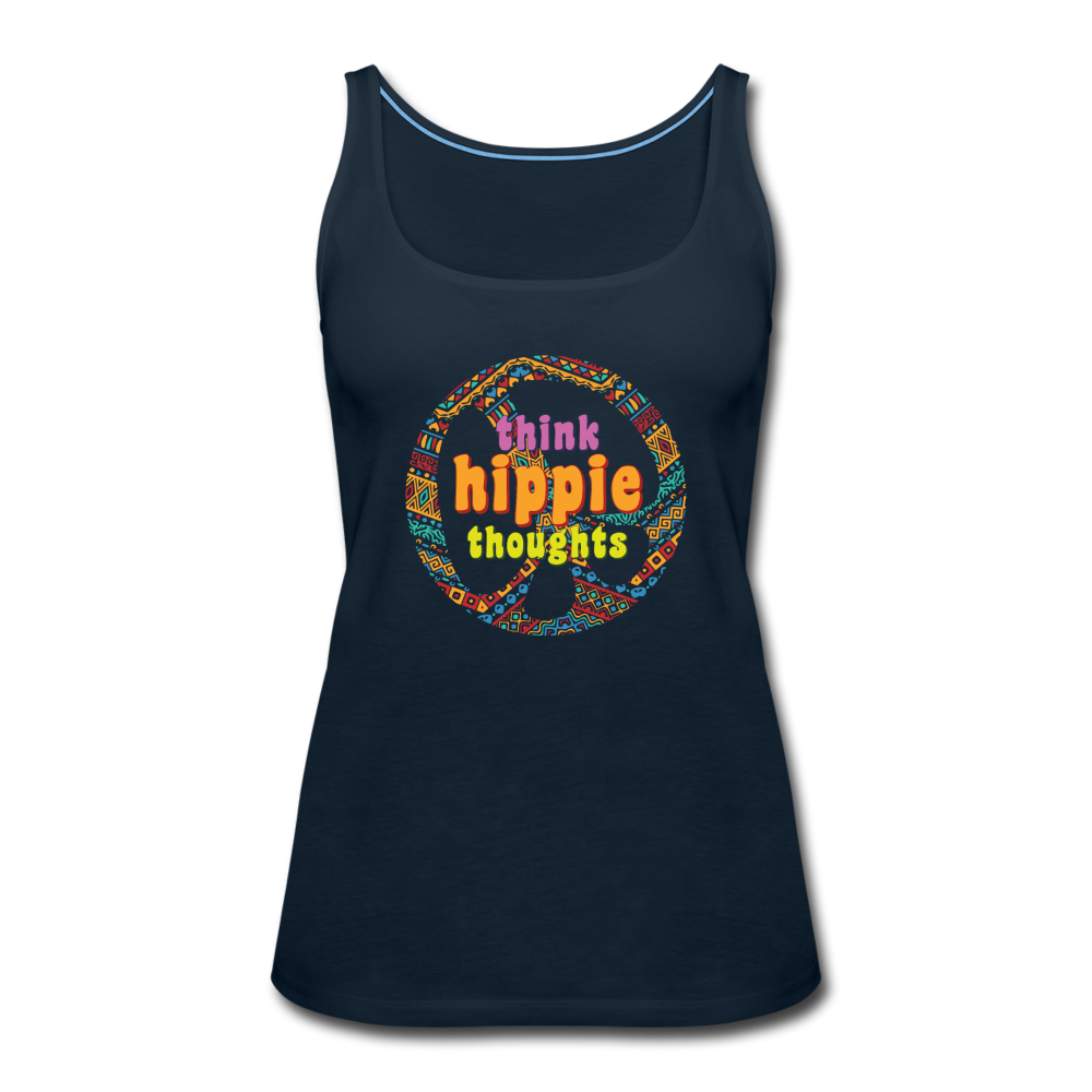 Think Hippie Thoughts- Women’s Premium Tank Top - deep navy
