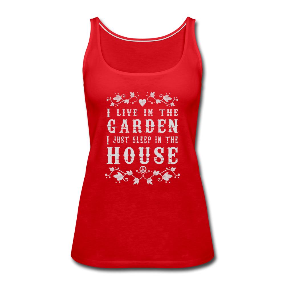 I Live In The Garden- Women’s Premium Tank Top - red