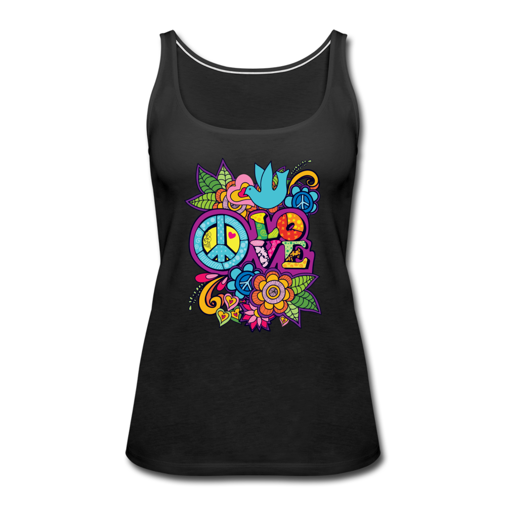 Peace Love- Women’s Premium Tank Top - black