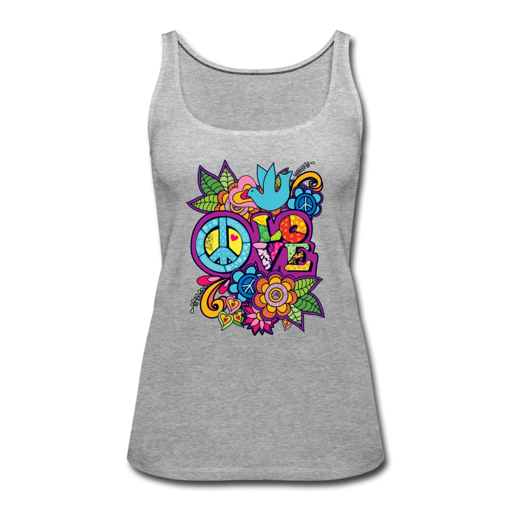 Peace Love- Women’s Premium Tank Top - heather gray