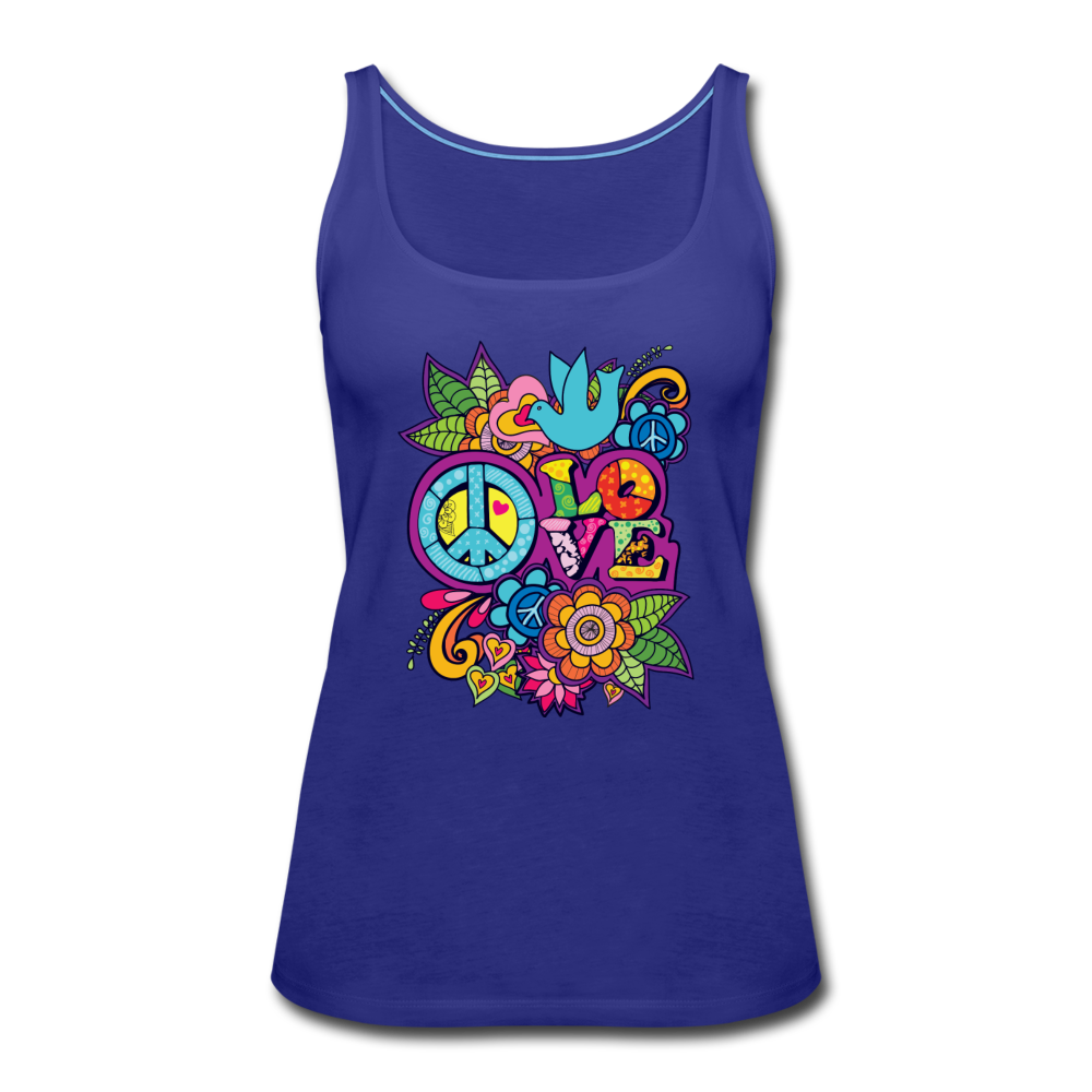 Peace Love- Women’s Premium Tank Top - royal blue