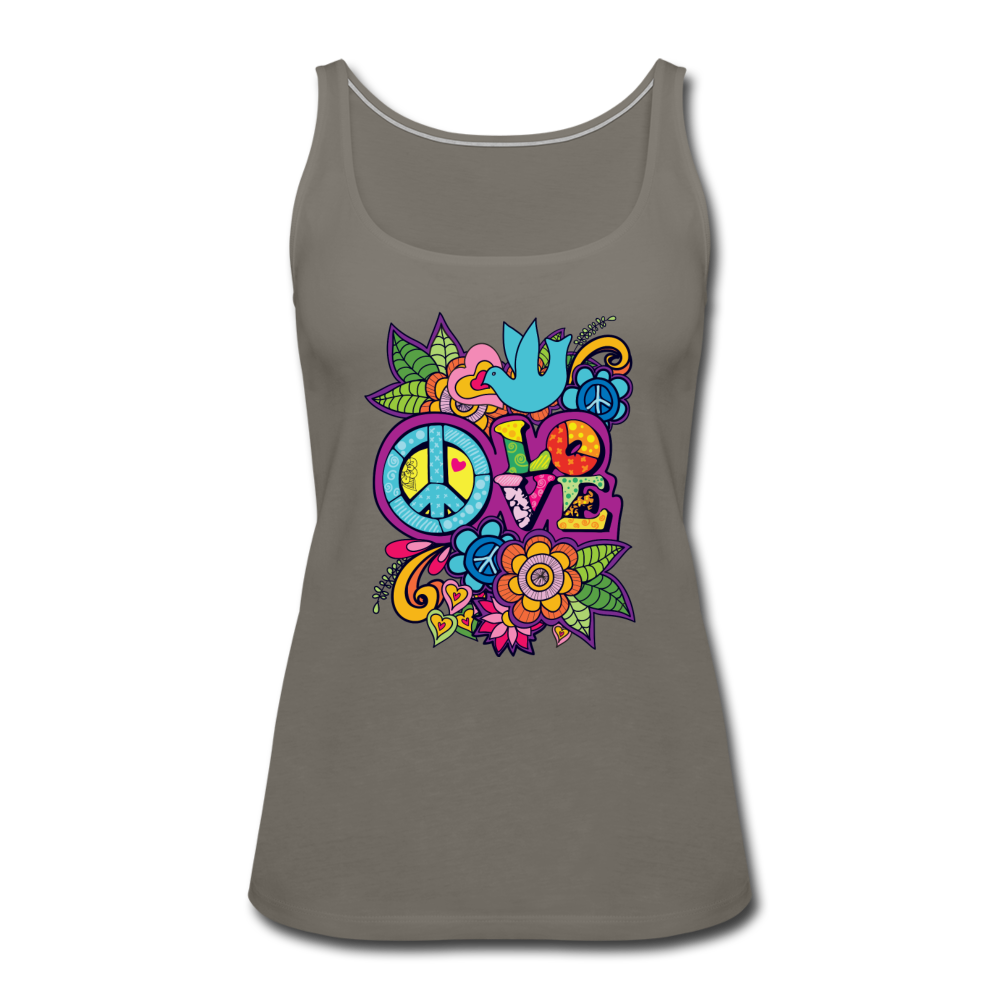 Peace Love- Women’s Premium Tank Top - asphalt gray