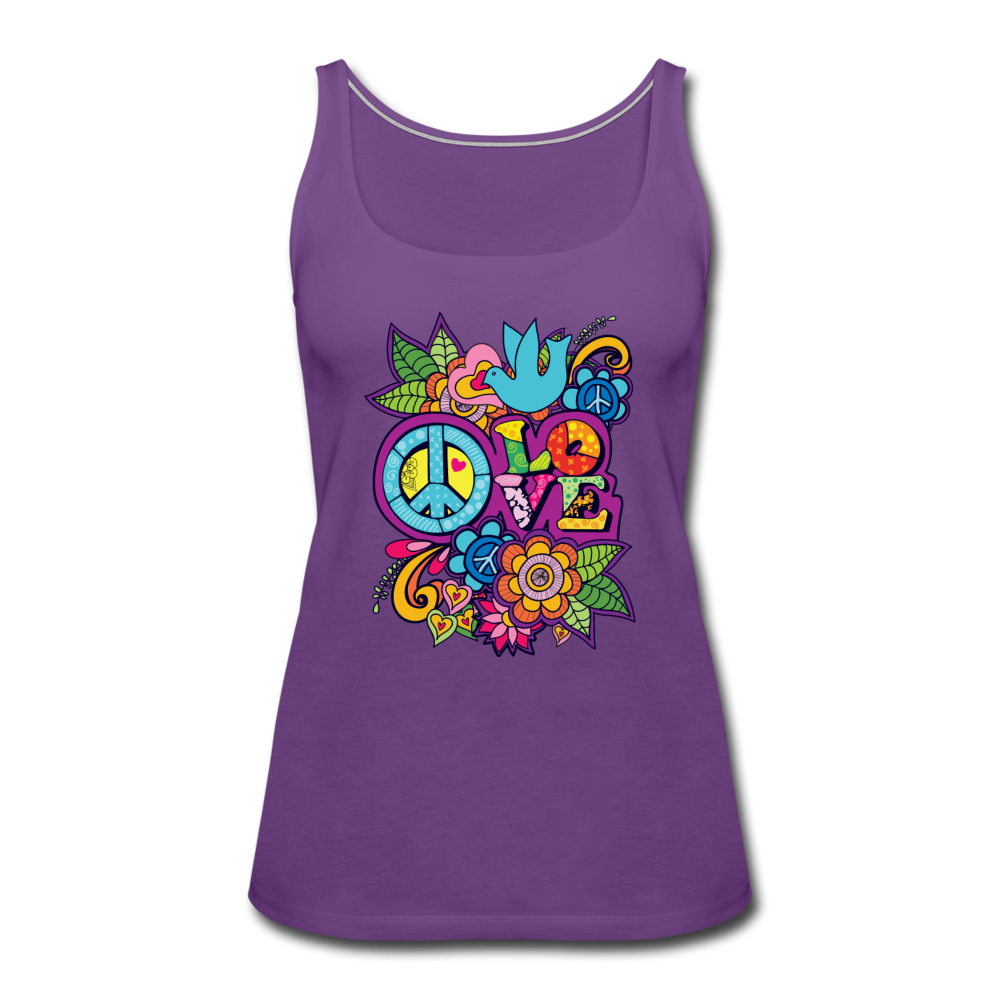 Peace Love- Women’s Premium Tank Top - purple
