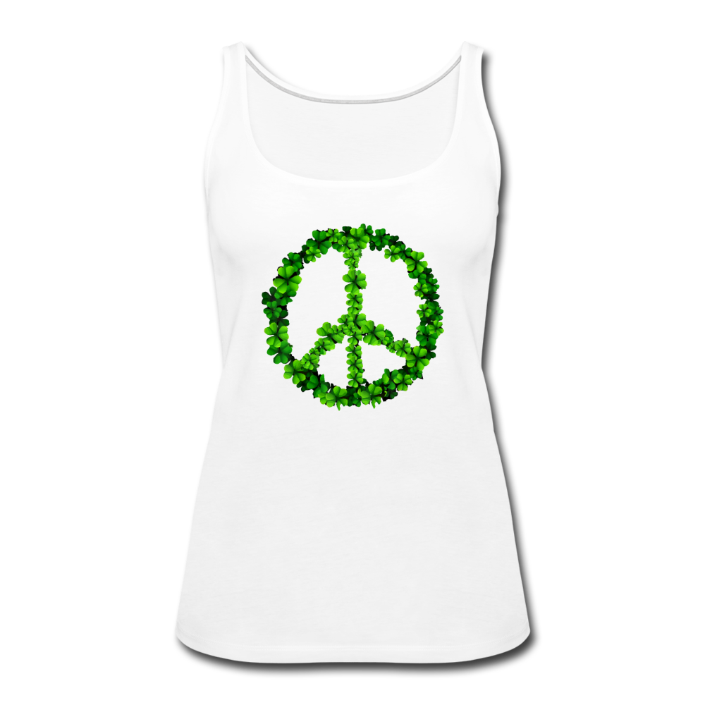 Shamrock Peace sign- Women’s Premium Tank Top - white