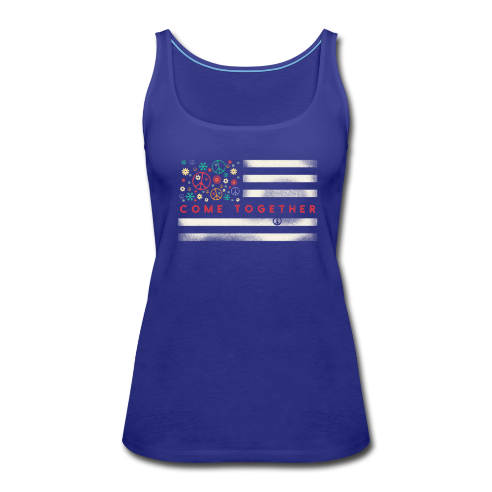 Come Together American Flag- Women’s Premium Tank Top - royal blue