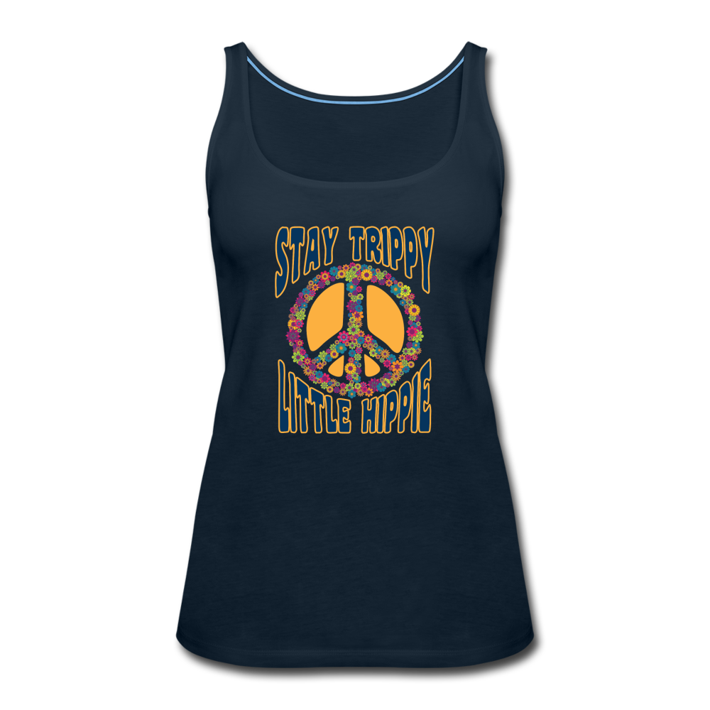 Stay Trippy Little Hippie- Women’s Premium Tank Top - deep navy