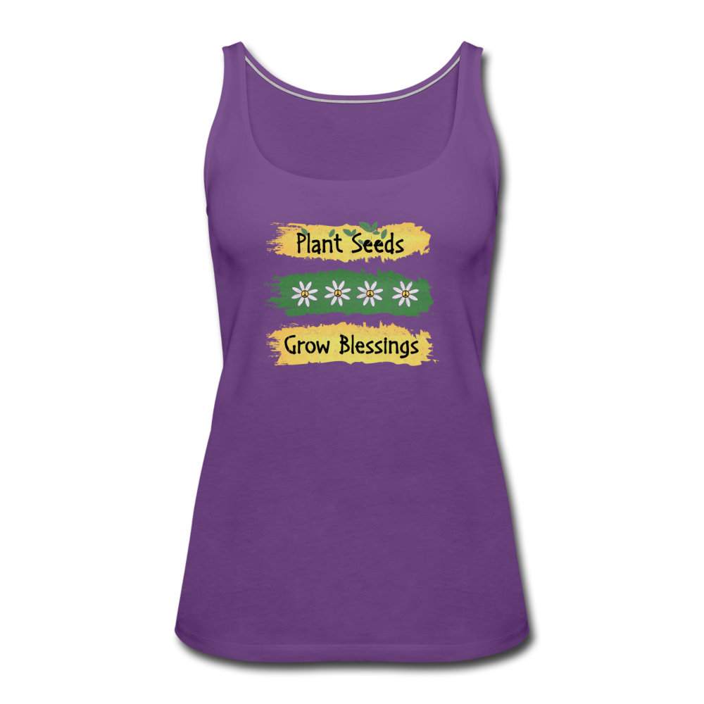 Plant Seeds Grow Blessings- Women’s Premium Tank Top - purple