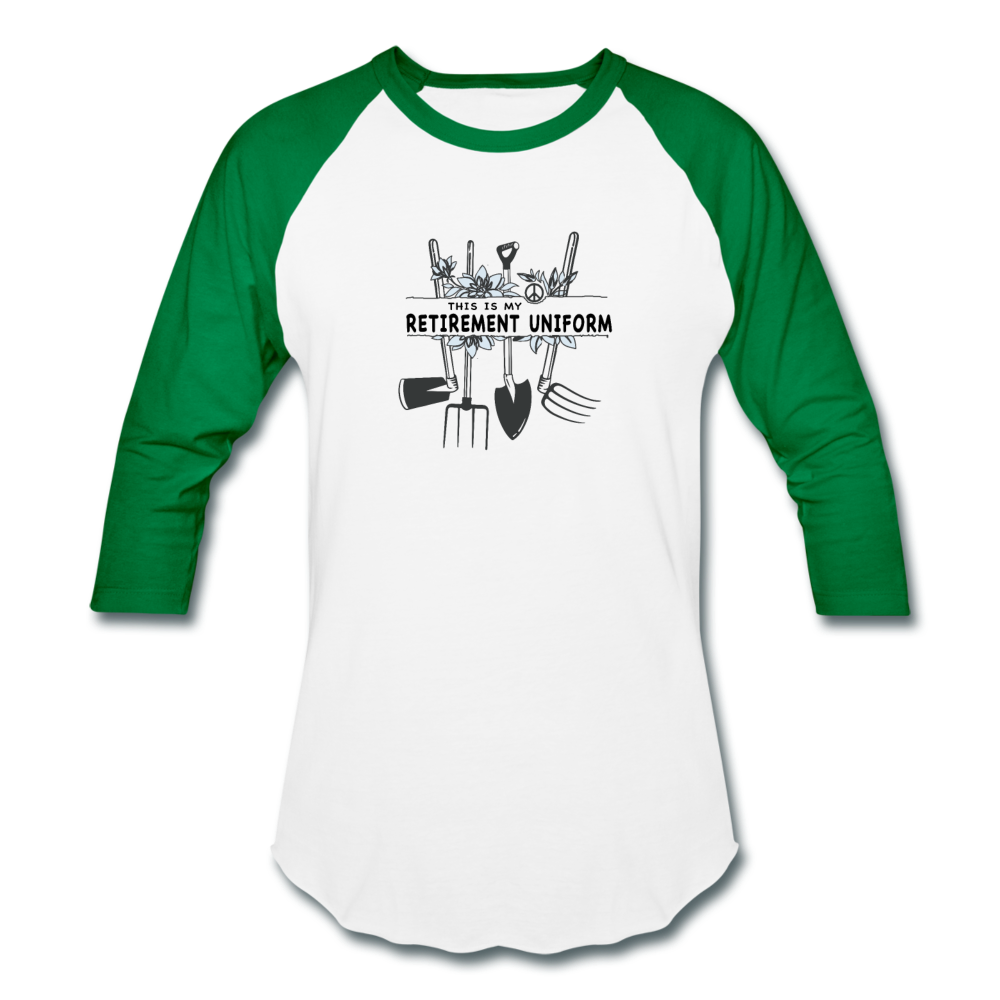 This Is My Retirement Uniform- Baseball T-Shirt - white/kelly green