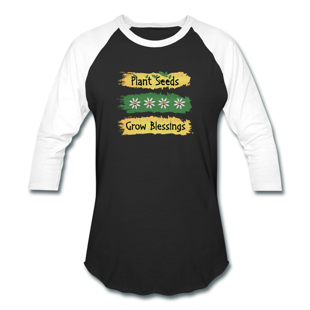 Plant Seeds - Grow Blessings- Baseball T-Shirt - black/white