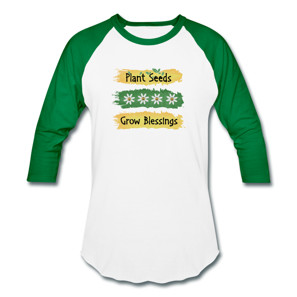Plant Seeds - Grow Blessings- Baseball T-Shirt - white/kelly green