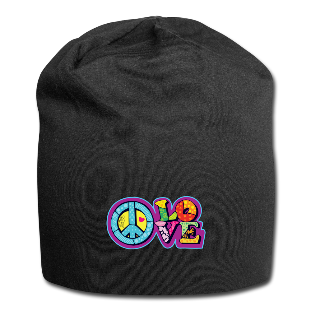 Peace & Love Jersey Beanie - black