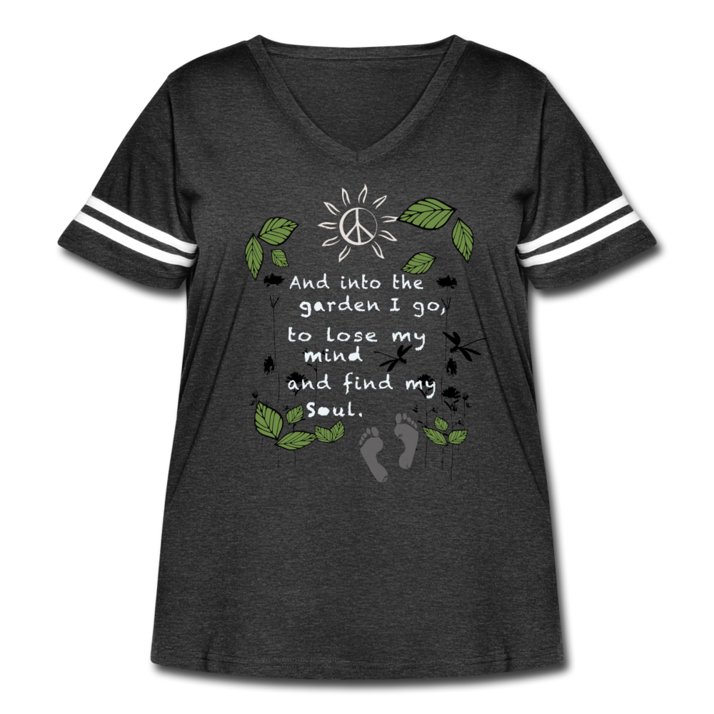 Into The Garden - Women's Curvy Vintage Vneck T-Shirt - vintage smoke/white