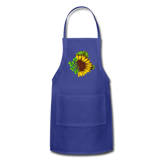 Sunflower-Shamrock- Adjustable Apron - royal blue
