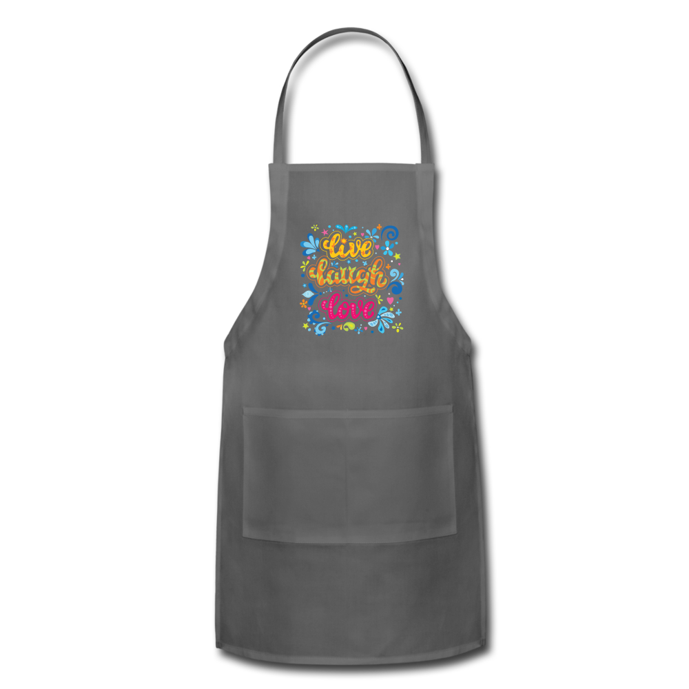 Live Laugh Love- Adjustable Apron - charcoal