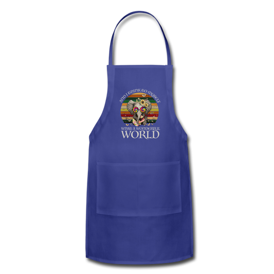 What A Wonderful World- Adjustable Apron - royal blue