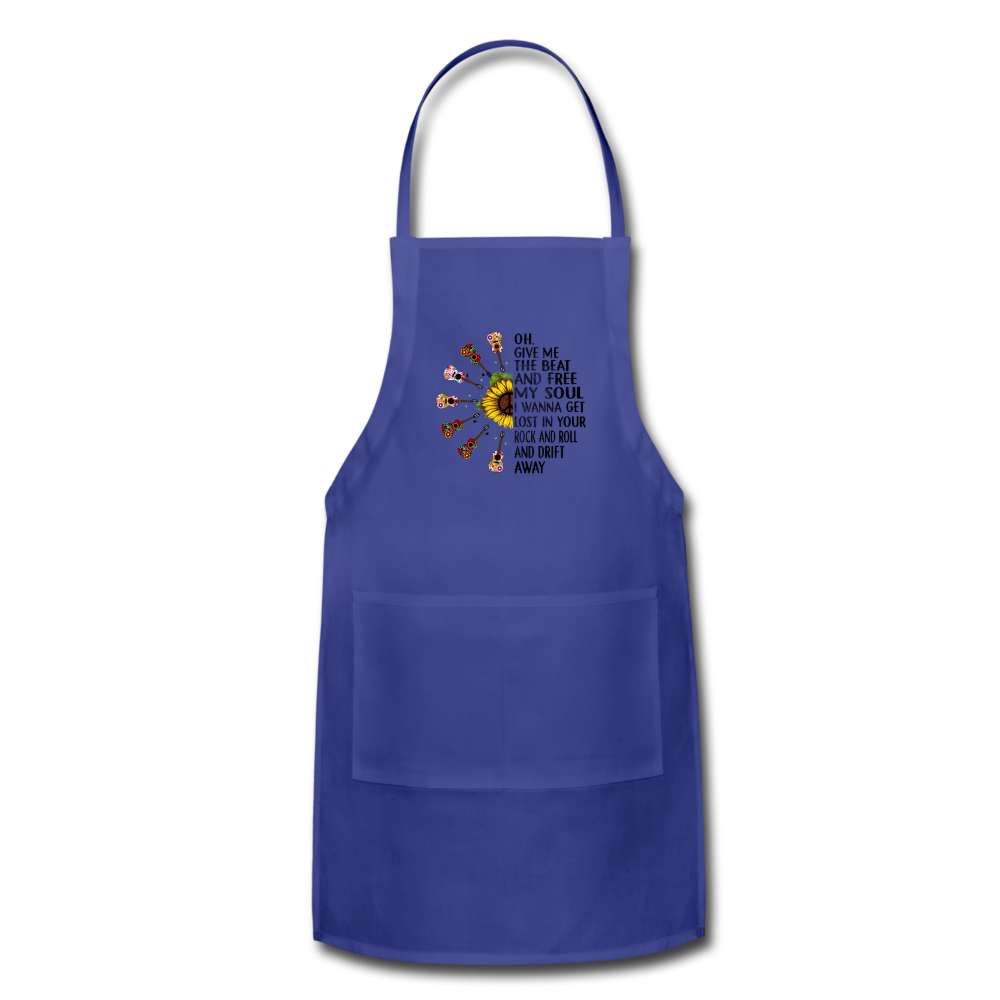 Sunflower rock an roll- Adjustable Apron - royal blue