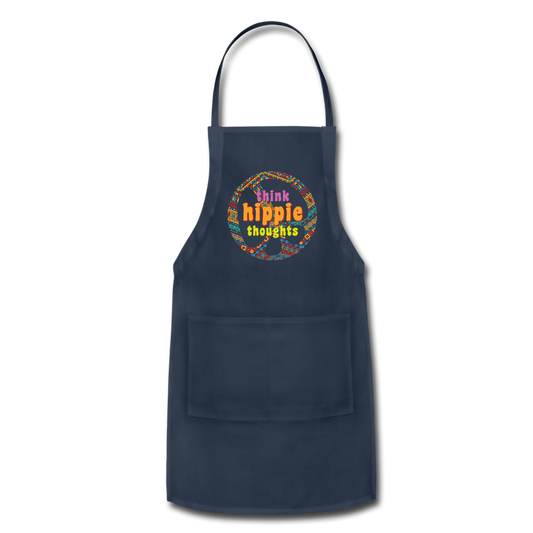 Think Hippie Thoughts- Adjustable Apron - navy