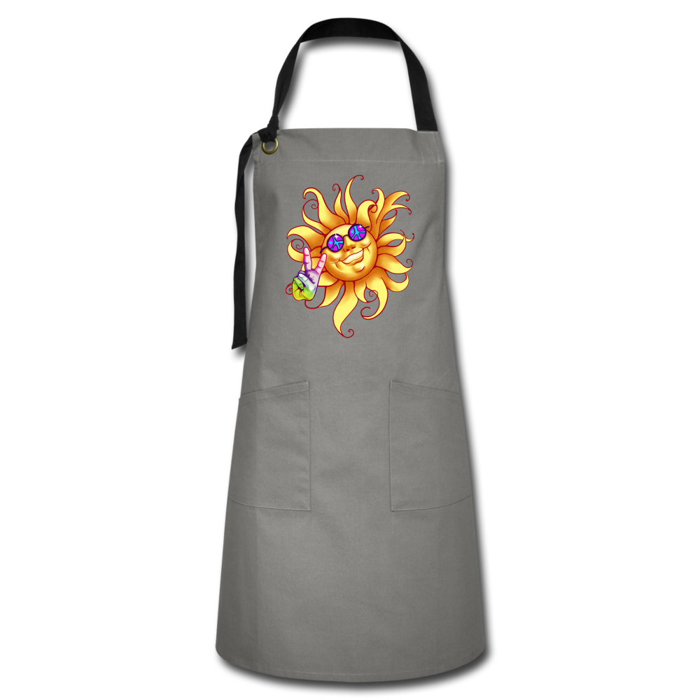 Sun Peace Out- Artisan Apron - gray/black