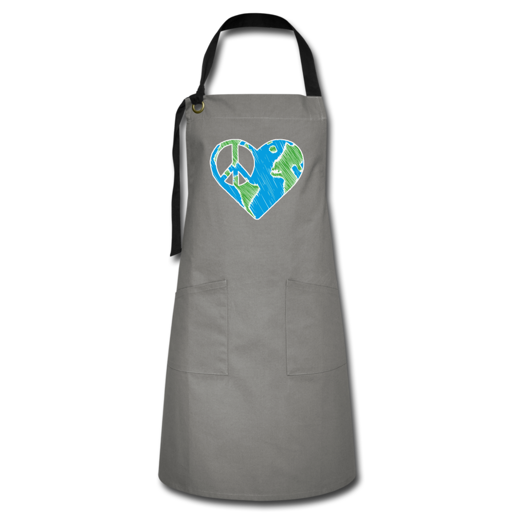 I Heart Peace- Artisan Apron - gray/black