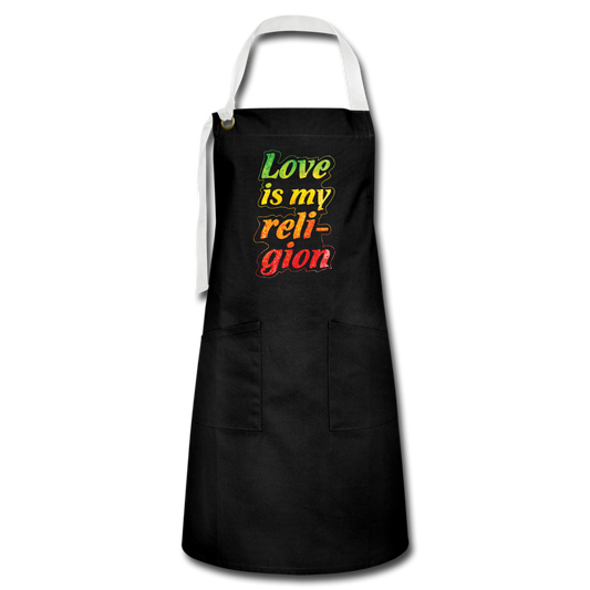 Love Is My Reli-gion- Artisan Apron - black/white