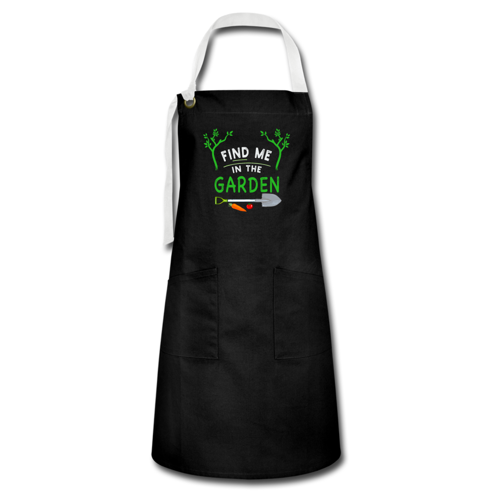 Find Me In The Garden- Artisan Apron - black/white