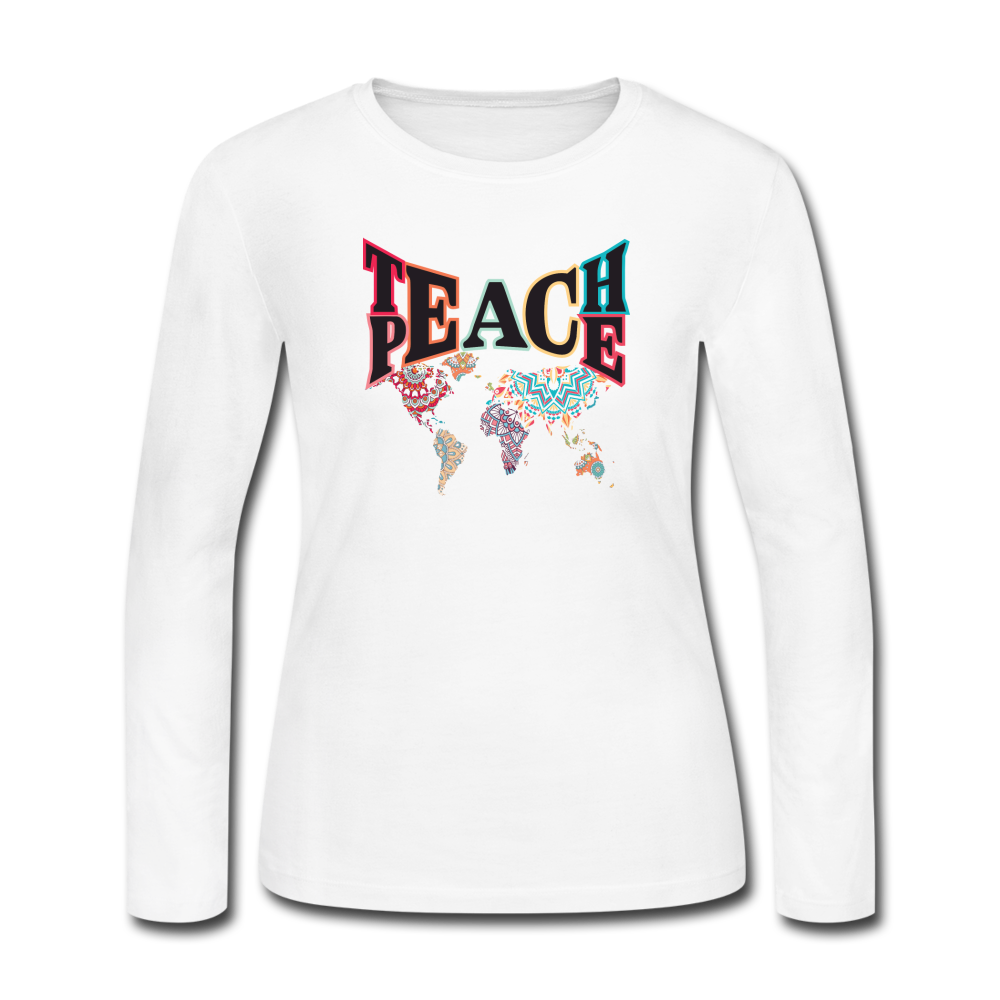 Teach P Women's Long Sleeve Jersey T-Shirt - white