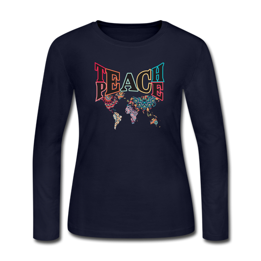 Teach P Women's Long Sleeve Jersey T-Shirt - navy