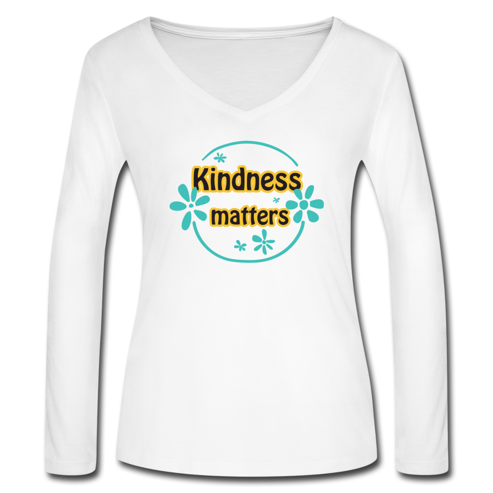 Women’s Long Sleeve V-Neck Flowy Tee - white